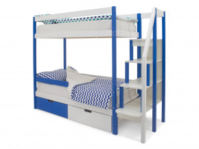 Двухъярусная кровать Svogen с ящиками и бортиком сине-белый в Тарко-Сале - tarko-sale.magazinmebel.ru | фото - изображение 1
