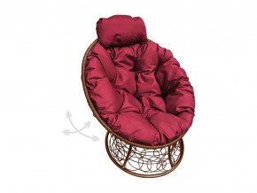 Кресло Папасан мини пружинка с ротангом бордовая подушка в Тарко-Сале - tarko-sale.magazinmebel.ru | фото