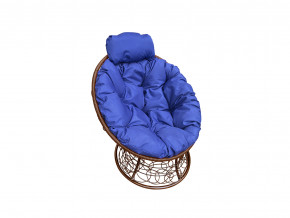 Кресло Папасан мини с ротангом синяя подушка в Тарко-Сале - tarko-sale.magazinmebel.ru | фото