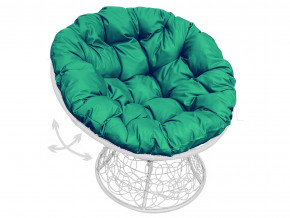 Кресло Папасан пружинка с ротангом зелёная подушка в Тарко-Сале - tarko-sale.magazinmebel.ru | фото