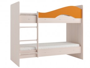 Кровать 2-х ярусная Мая на латофлексах млечный дуб, оранжевая в Тарко-Сале - tarko-sale.magazinmebel.ru | фото - изображение 1