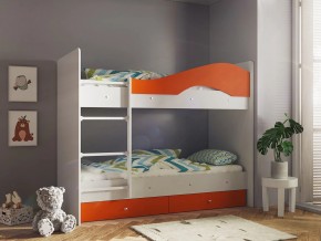 Кровать 2-х ярусная Мая с ящиками на латофлексах белый-оранж в Тарко-Сале - tarko-sale.magazinmebel.ru | фото - изображение 1