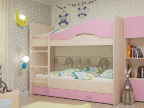 Кровать 2-х ярусная Мая с ящиками на латофлексах розовая в Тарко-Сале - tarko-sale.magazinmebel.ru | фото - изображение 1