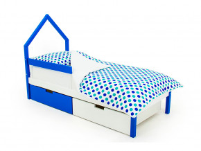 Кровать-домик мини Svogen с ящиками и бортиком сине-белый в Тарко-Сале - tarko-sale.magazinmebel.ru | фото