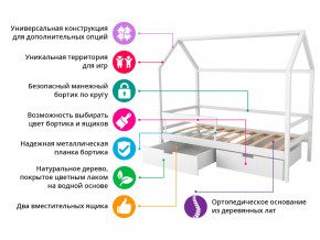 Кровать-домик Svogen с фото с ящиками и бортиком белый/барашки в Тарко-Сале - tarko-sale.magazinmebel.ru | фото - изображение 2