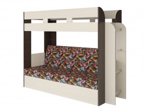 Кровать двухъярусная Карамель 75 венге ткань машинки в Тарко-Сале - tarko-sale.magazinmebel.ru | фото - изображение 1