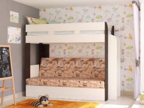 Кровать двухъярусная Карамель 75 венге ткань савана в Тарко-Сале - tarko-sale.magazinmebel.ru | фото