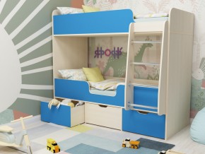 Кровать двухъярусная Малыш двойняшка дуб молочный-голубой в Тарко-Сале - tarko-sale.magazinmebel.ru | фото - изображение 1