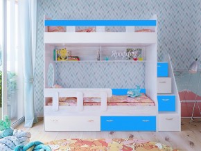 Кровать двухъярусная Юниор 1 винтерберг-белый с голубым в Тарко-Сале - tarko-sale.magazinmebel.ru | фото