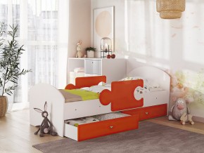 Кровать Мозаика с ящиком и бортиками на ламелях белый-оранж в Тарко-Сале - tarko-sale.magazinmebel.ru | фото - изображение 1