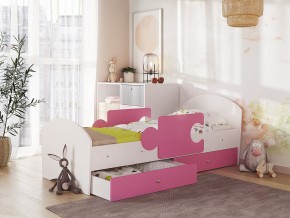 Кровать Мозаика с ящиком и бортиками на ламелях белый-розовый в Тарко-Сале - tarko-sale.magazinmebel.ru | фото - изображение 1