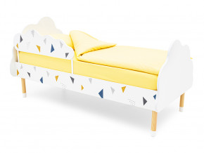 Кровать Stumpa Облако с бортиком рисунок Треугольники желтый, синий в Тарко-Сале - tarko-sale.magazinmebel.ru | фото