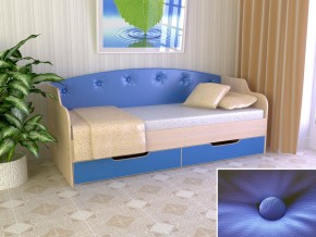 Кровать Юниор Тип 2 дуб молочный/синий 800х1600 в Тарко-Сале - tarko-sale.magazinmebel.ru | фото - изображение 1