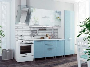 Кухня 2100 Бьянка голубые блестки в Тарко-Сале - tarko-sale.magazinmebel.ru | фото