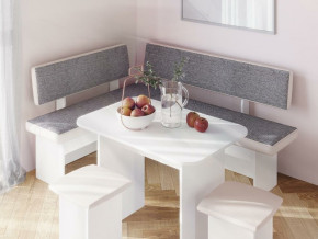 Кухонный уголок Парма Белый, ткань серая в Тарко-Сале - tarko-sale.magazinmebel.ru | фото - изображение 3