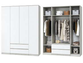 Шкаф для одежды четырехдверный Лори дуб серый, белый в Тарко-Сале - tarko-sale.magazinmebel.ru | фото