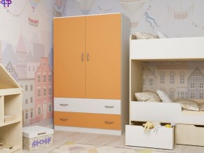 Шкаф двухстворчатый белый-оранж в Тарко-Сале - tarko-sale.magazinmebel.ru | фото - изображение 1