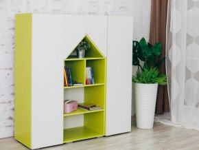 Шкаф-стеллаж Домик с пеналами зеленый-белый в Тарко-Сале - tarko-sale.magazinmebel.ru | фото - изображение 1