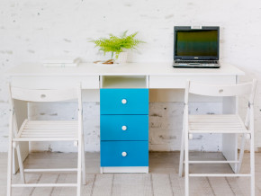 Стол письменный двухместный В 5 голубой в Тарко-Сале - tarko-sale.magazinmebel.ru | фото