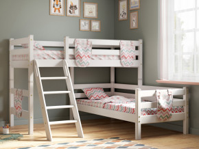 Угловая кровать Соня Вариант 8 с наклонной лестницей белая в Тарко-Сале - tarko-sale.magazinmebel.ru | фото